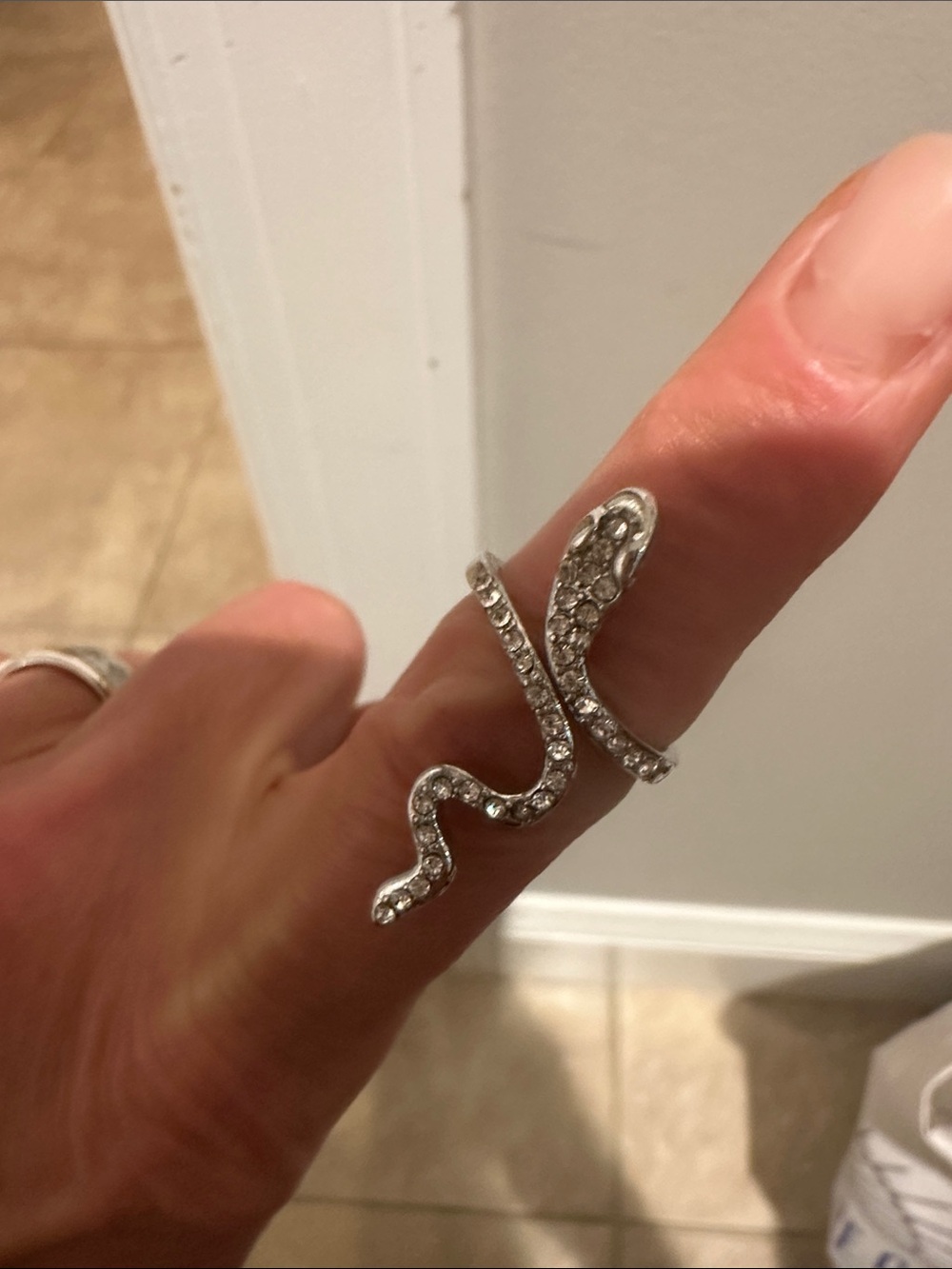 Silver Crystal Snake Ring - Pets Reptile Inspired Jewelry